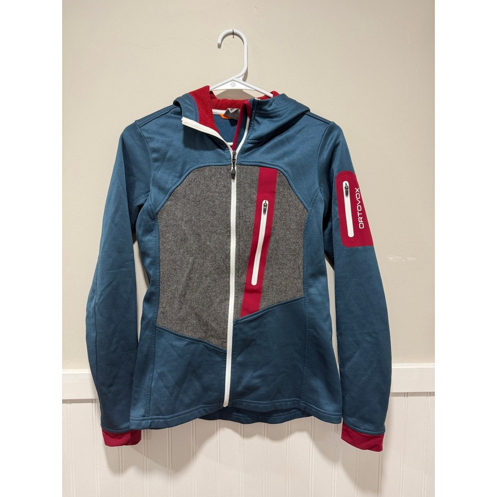 Ortovox Full Zip Hoodie Outside Hiking Merino Inside Blue Gray Women Size Small